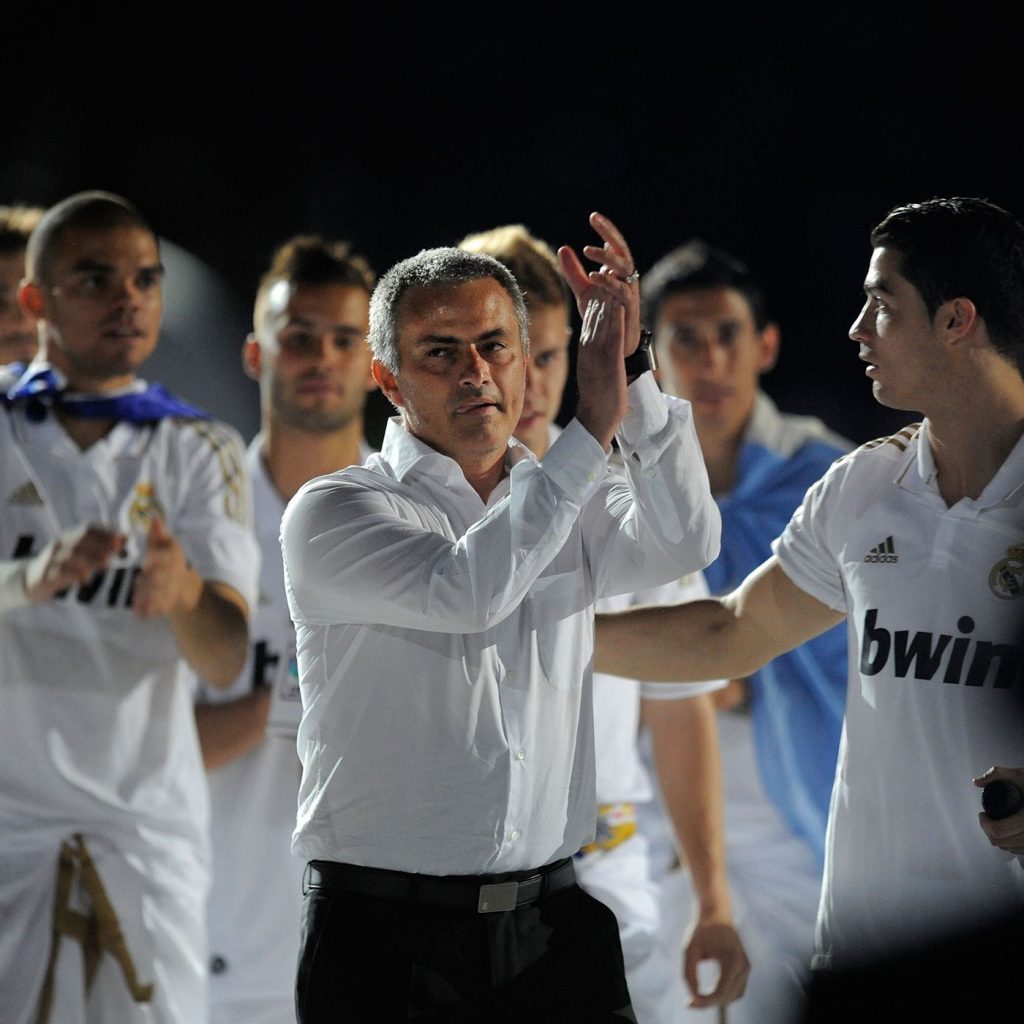 Jose Mourinho at Real Madrid after winning the La Liga.
