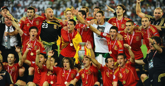 Spain celebrating Euro 2008 triumph. 