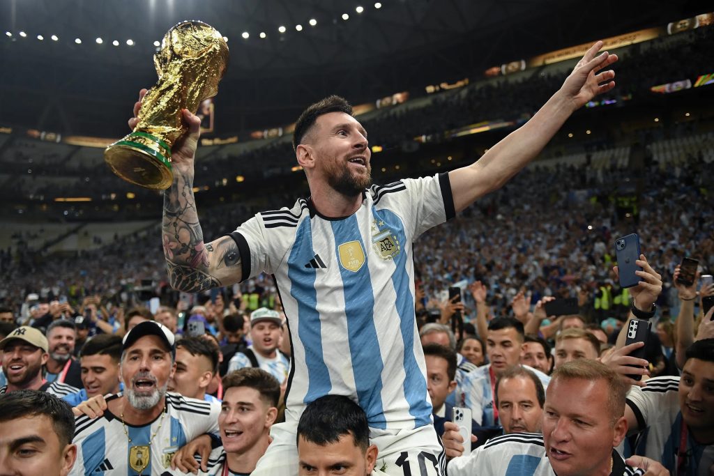 Messi celebrating the 2022 World Cup